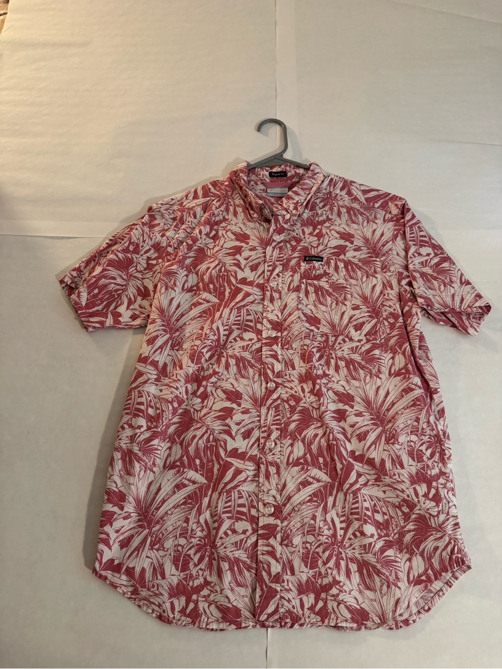 Columbia Red and White Tropical Button-Down Shirt